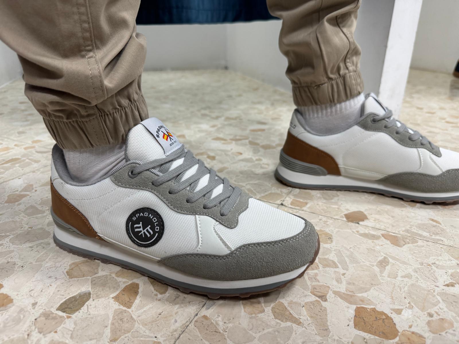 Zapatillas deportivas casual blancas y grises para hombre Espagnolo